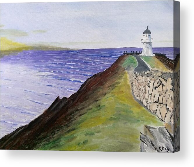 New Zealand Acrylic Print featuring the painting New Zealand Lighthouse by Kevin Daly