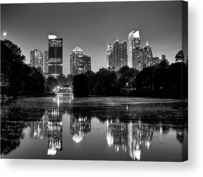 Night Acrylic Print featuring the photograph Night Atlanta.Piedmont Park lake. by Anna Rumiantseva