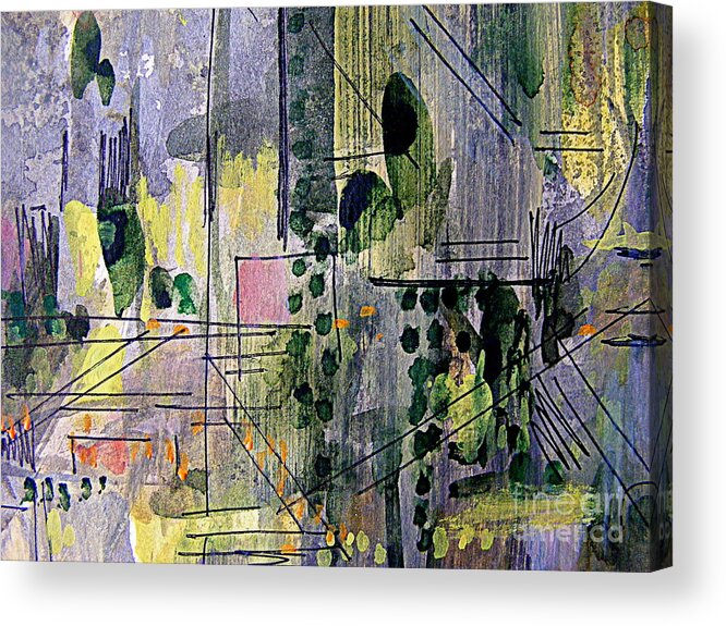 Abstract City Painting Acrylic Print featuring the painting The City #1 by Nancy Kane Chapman