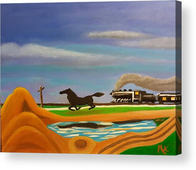 Horse Acrylic Print featuring the painting The Race #1 by Margaret Harmon