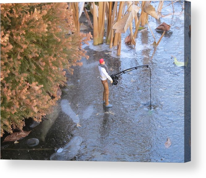 Toy Ice Fishing Acrylic Print featuring the digital art Toy Ice Fishing #1 by Digital Art Cafe