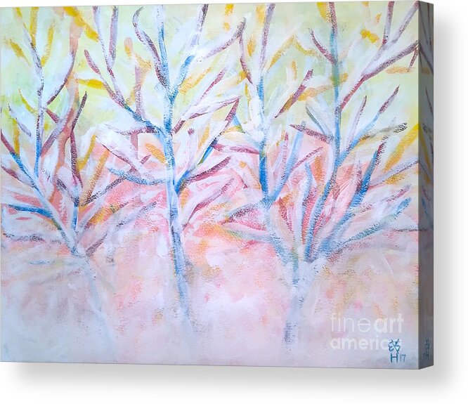 Nature Acrylic Print featuring the painting Winter trees by Wonju Hulse