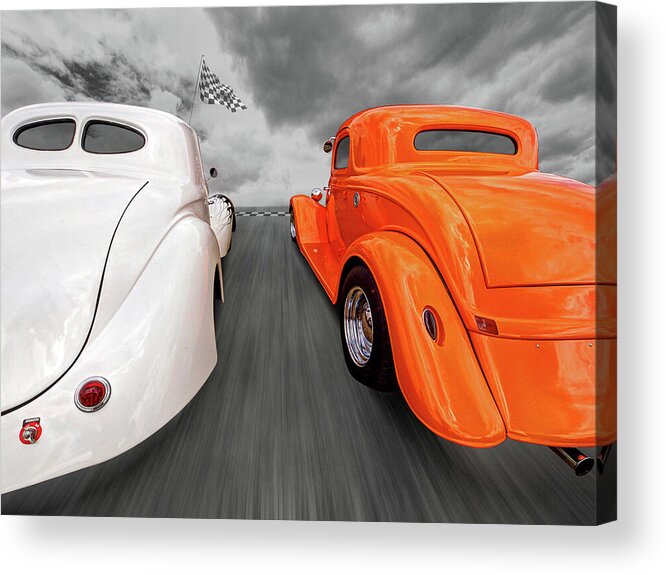 Hotrod Acrylic Print featuring the photograph 1941 Willys vs 1934 Ford Coupe by Gill Billington