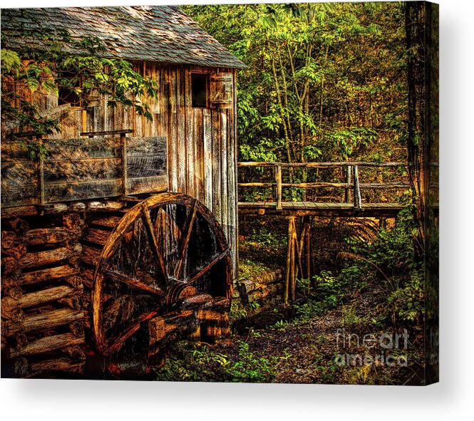Fine Art Prints Acrylic Print featuring the photograph Cades Cove Mill #2 by Dave Bosse