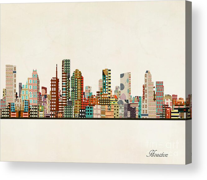 Houston Acrylic Print featuring the painting Houston Texas Skyline #2 by Bri Buckley