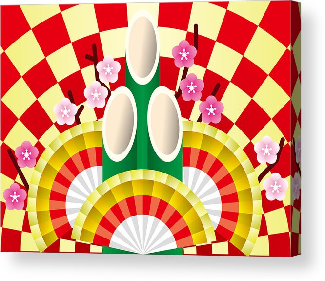  Acrylic Print featuring the digital art Japanese Newyear Decoration #2 by Moto-hal