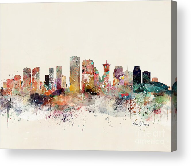 New Orleans Acrylic Print featuring the painting New Orleans Louisiana Skyline #2 by Bri Buckley