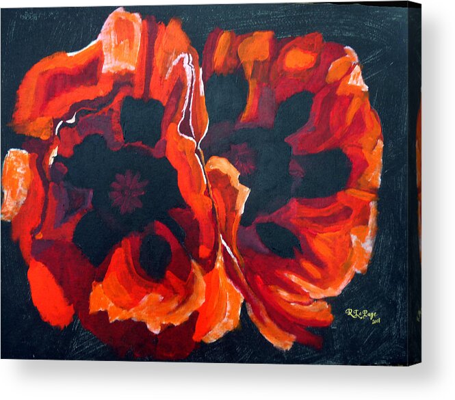 Poppies Acrylic Print featuring the painting 2 Poppies by Richard Le Page