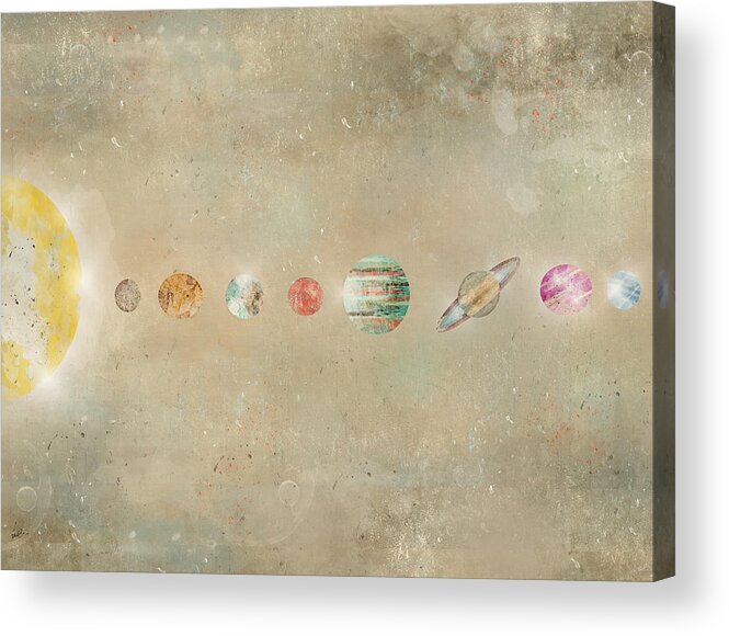 Solar System Acrylic Print featuring the painting Solar System #2 by Bri Buckley