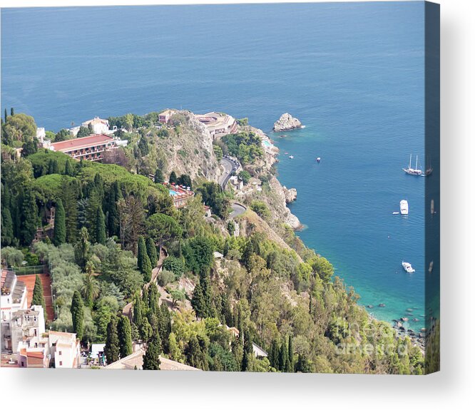 Sicilian Acrylic Print featuring the photograph Taormina panorama #2 by Rod Jones