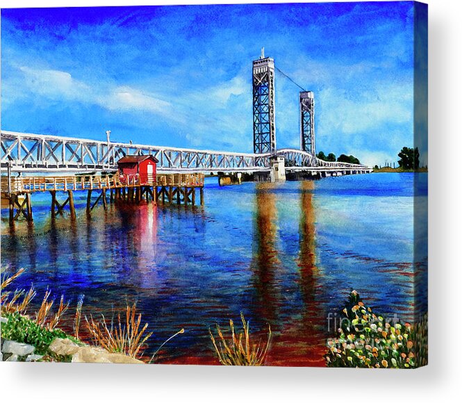 Rio Vista Bridge Acrylic Print featuring the painting #273 Rio Vista Bridge #273 by William Lum