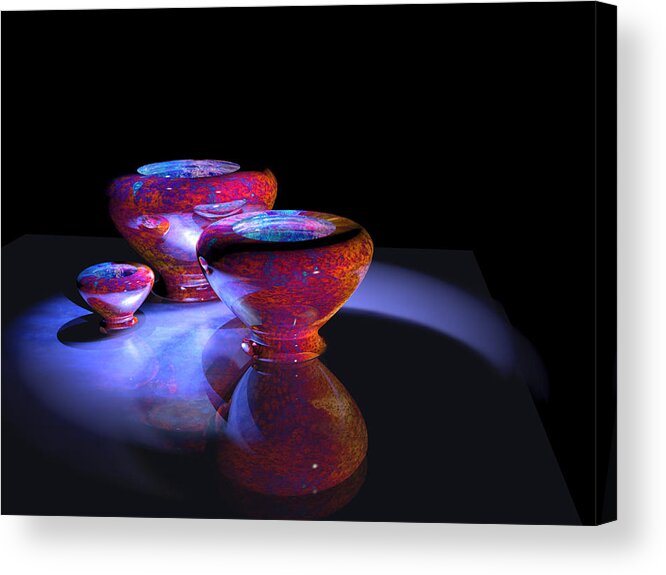 3d Acrylic Print featuring the digital art 3 Bowls 1 by Paul Gaj