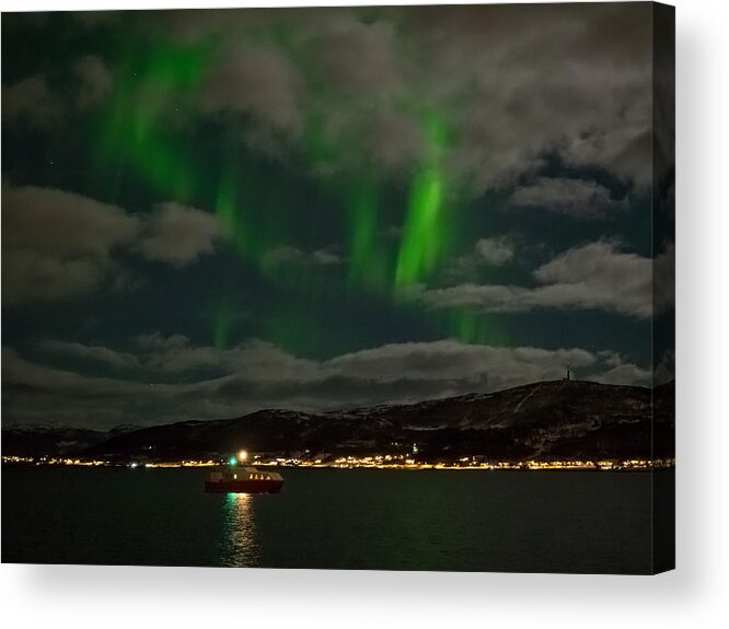 Nfjord Acrylic Print featuring the photograph Northern Lights #3 by Mark Llewellyn