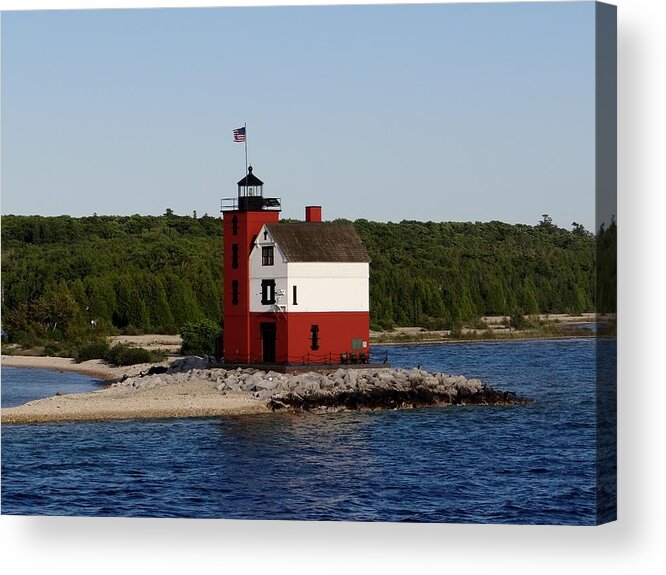 Round Island Acrylic Print featuring the photograph Round Island Lighthouse #3 by Keith Stokes
