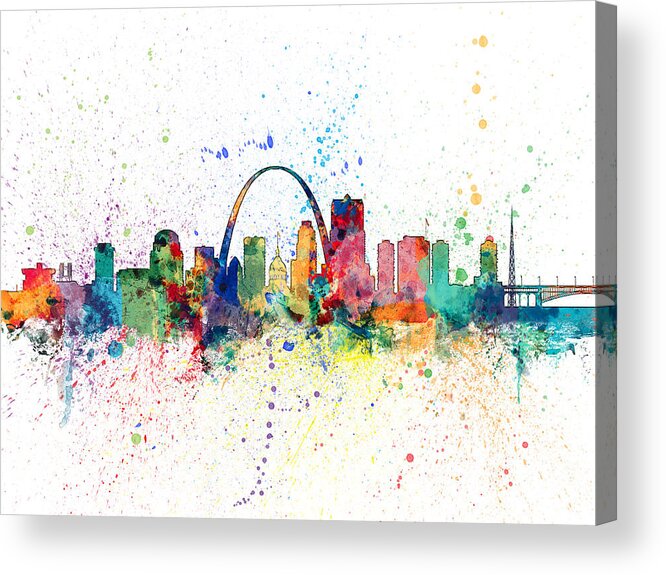 St Louis Acrylic Print featuring the digital art St Louis Missouri Skyline #3 by Michael Tompsett