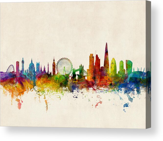 London Acrylic Print featuring the digital art London England Skyline by Michael Tompsett