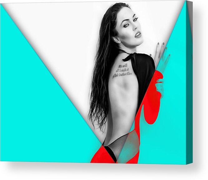 Megan Fox Acrylic Print featuring the mixed media Megan Fox Collection #4 by Marvin Blaine