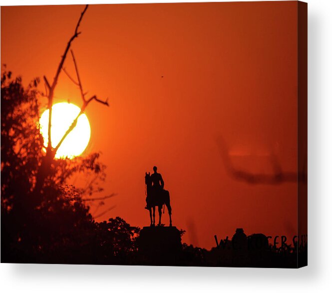 This Is A Photo Of Sunrise Taken From The Emmitsburg Road Acrylic Print featuring the photograph Sunrise at Gettysburg #5 by Bill Rogers