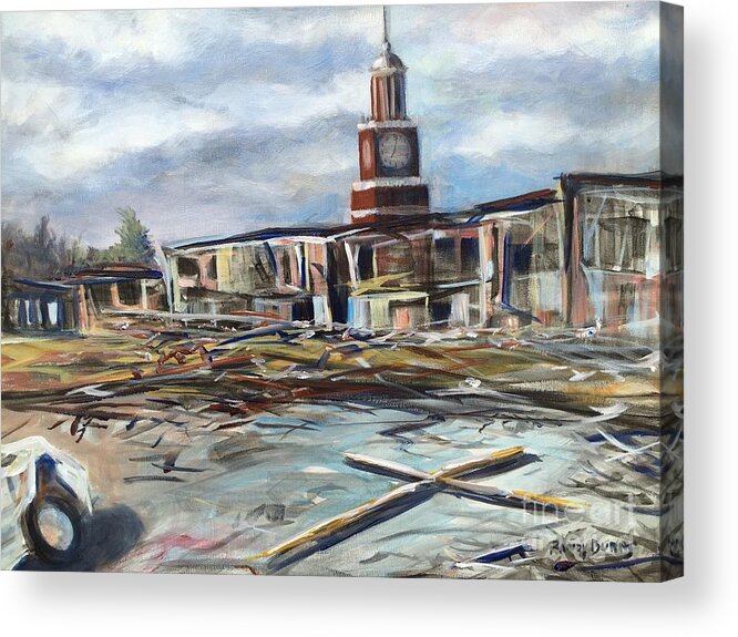 Jackson Acrylic Print featuring the painting Union University Jackson Tennessee 7 02 P M by Rand Burns