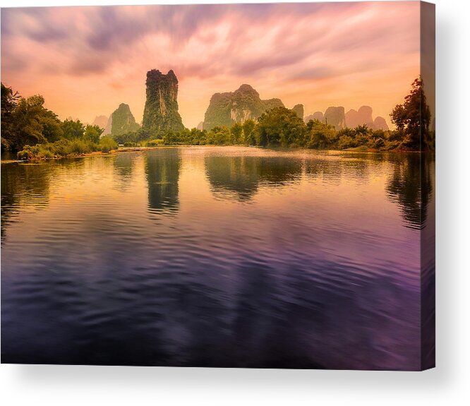 China Acrylic Print featuring the photograph Yulong River drifting -ArtToPan- China Guilin scenery #9 by Artto Pan