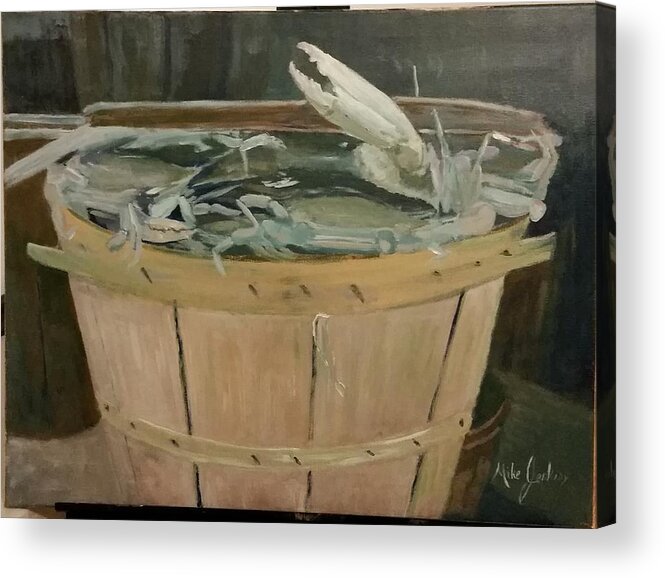 Blue Crab Acrylic Print featuring the painting A Bushel of Blues by Mike Jenkins