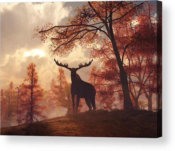  Acrylic Print featuring the digital art A Moose in Fall by Daniel Eskridge