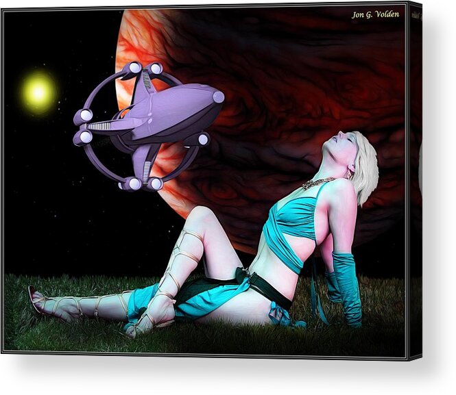 Fantasy Acrylic Print featuring the painting A Scifi Moment by Jon Volden