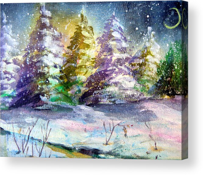 Christmas Acrylic Print featuring the painting A Silent Night by Mindy Newman