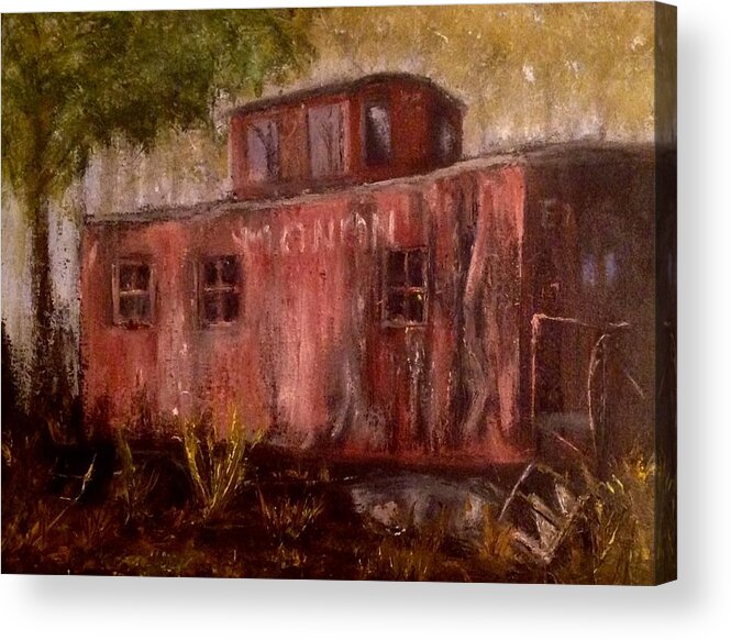 Landscape Acrylic Print featuring the painting Abandon Caboose by Stephen King