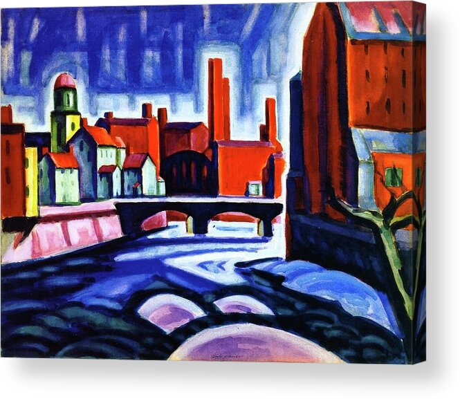 Oscar Bluemner Acrylic Print featuring the painting Abstract Landscape by Oscar Bluemner