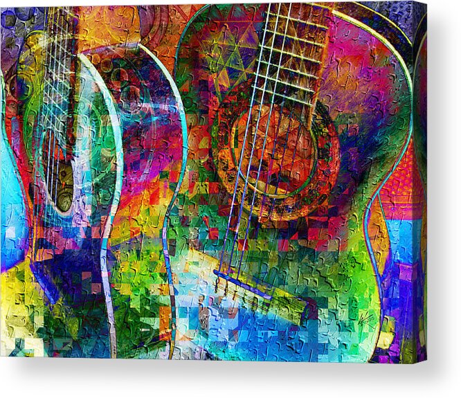 Acoustic Cubed Acrylic Print featuring the digital art Acoustic Cubed by Kiki Art