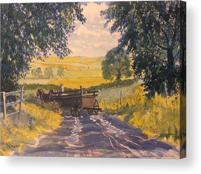 Glenn Marshall Yorkshire Artist Acrylic Print featuring the painting After Rain on the Wolds Way by Glenn Marshall