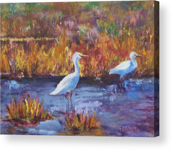 Maine Acrylic Print featuring the painting Afternoon Waders by Alicia Drakiotes