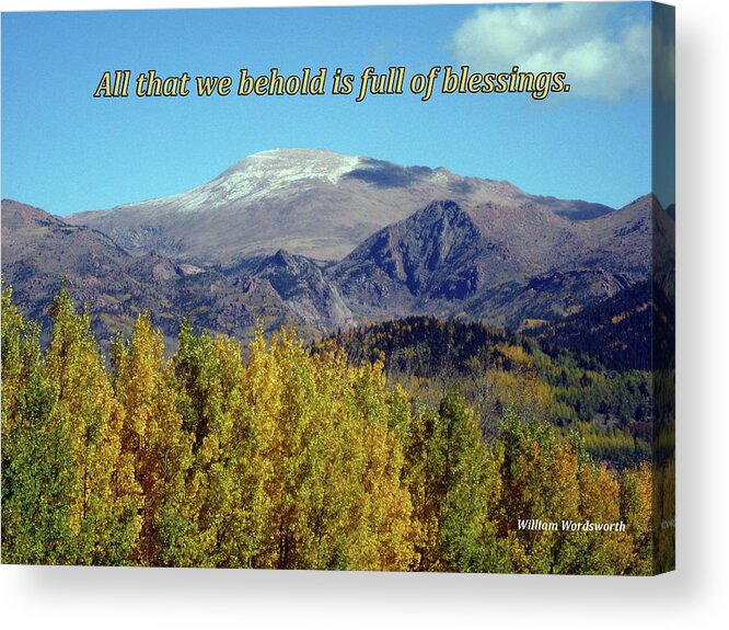 Gratitude Acrylic Print featuring the digital art All That We Behold is Full of Blessings by Julia L Wright