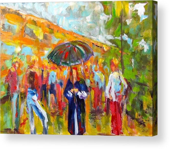 People Acrylic Print featuring the painting Alone in a Crowd by Barbara O'Toole