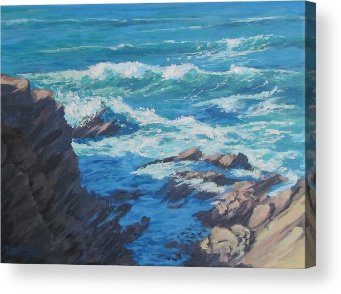 Landscape Acrylic Print featuring the painting Along the Cliff by Karen Ilari