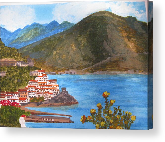 Amalfi Acrylic Print featuring the painting Amalfi Coast by Trilby Cole