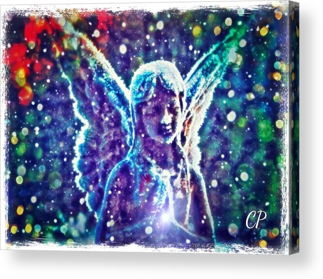  Acrylic Print featuring the mixed media Angel in the Snow by Christine Paris