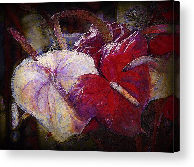 Flowers Acrylic Print featuring the photograph Anthuriums for My Valentine by Lori Seaman