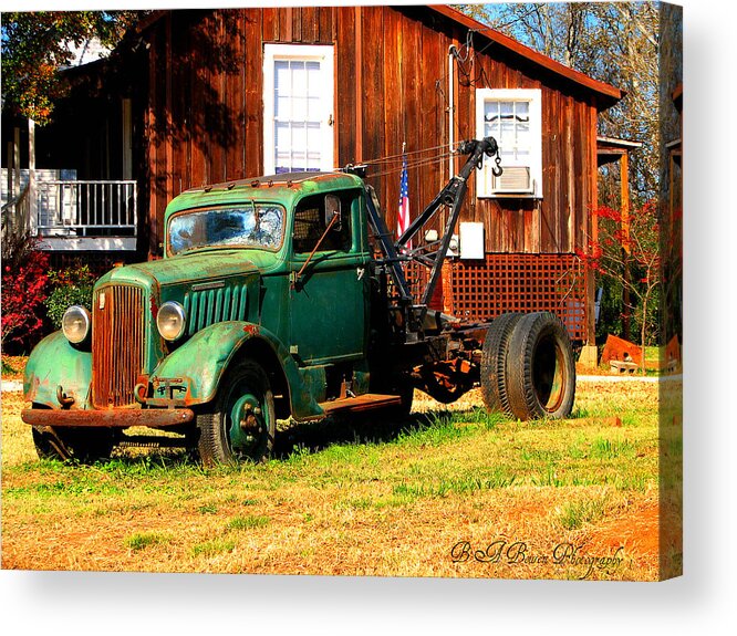 Tow Truck Acrylic Print featuring the photograph Antique Tow Truck by Barbara Bowen