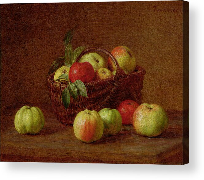 Apples Acrylic Print featuring the painting Apples in a Basket and on a Table by Henri Fantin-Latour