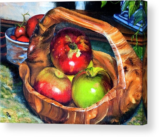 Still Life Acrylic Print featuring the painting Apples in a Burled Bowl by Terry R MacDonald