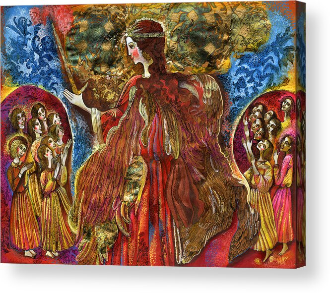 Russian Artists New Wave Acrylic Print featuring the painting Archangel Michael by Maya Gusarina