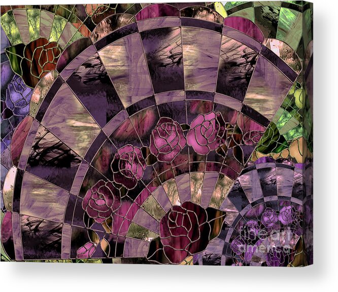 Stained Glass Acrylic Print featuring the painting Art Nouveau Stained Glass Fan by Mindy Sommers