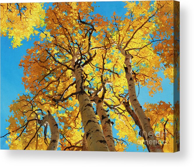 Aspen Trees Acrylic Print featuring the painting Aspen Sky High 2 by Gary Kim