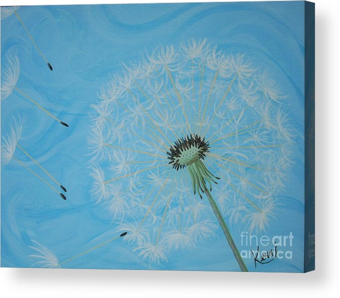 Dandelion Acrylic Print featuring the painting Attack on the Garden by Kerri Sewolt