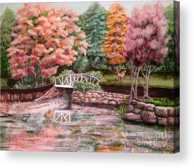 Autumn Acrylic Print featuring the drawing Autumn at the Lake by Olga Silverman