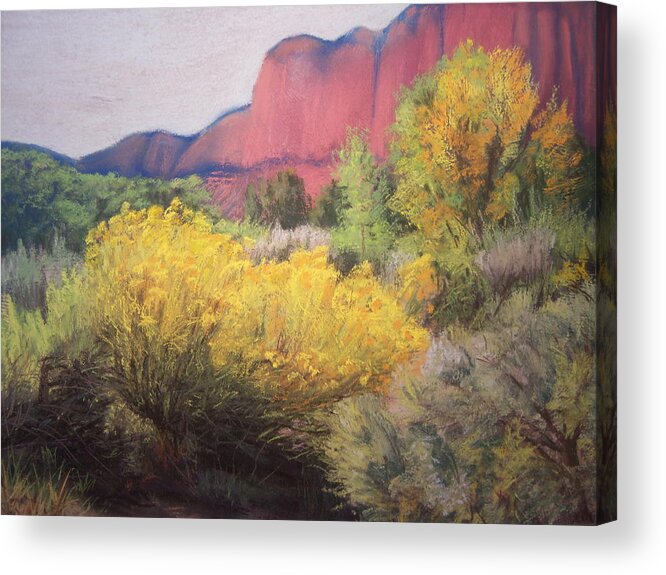 Landscape Acrylic Print featuring the painting Autumn Begins by Sandi Snead