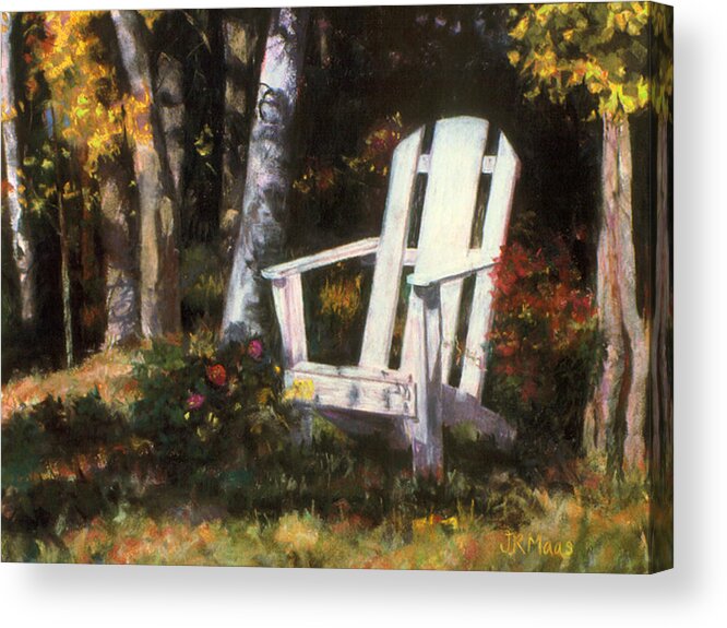 Adirondack Chair Acrylic Print featuring the pastel Awaiting by Julie Maas