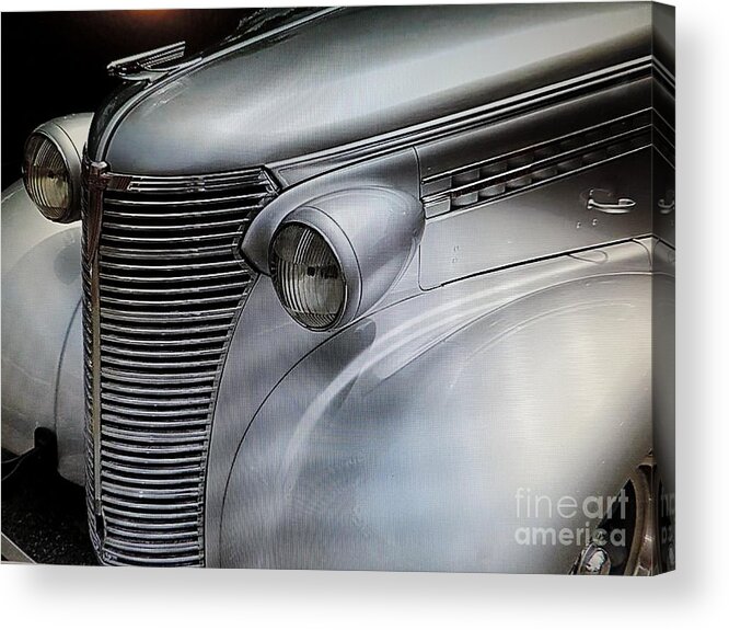 Old Car Acrylic Print featuring the painting Awesome Silver Grill by Tom Riggs